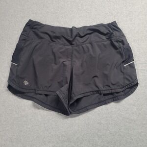 Athleta Black Mesh Pocket Running Shorts Womens S Zipper Back Pocket Reflective